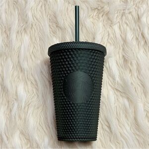 Starbucks Dark Black/Green Tumbler with Textured Design